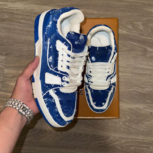 LV Trainers Dark Blue Suede
