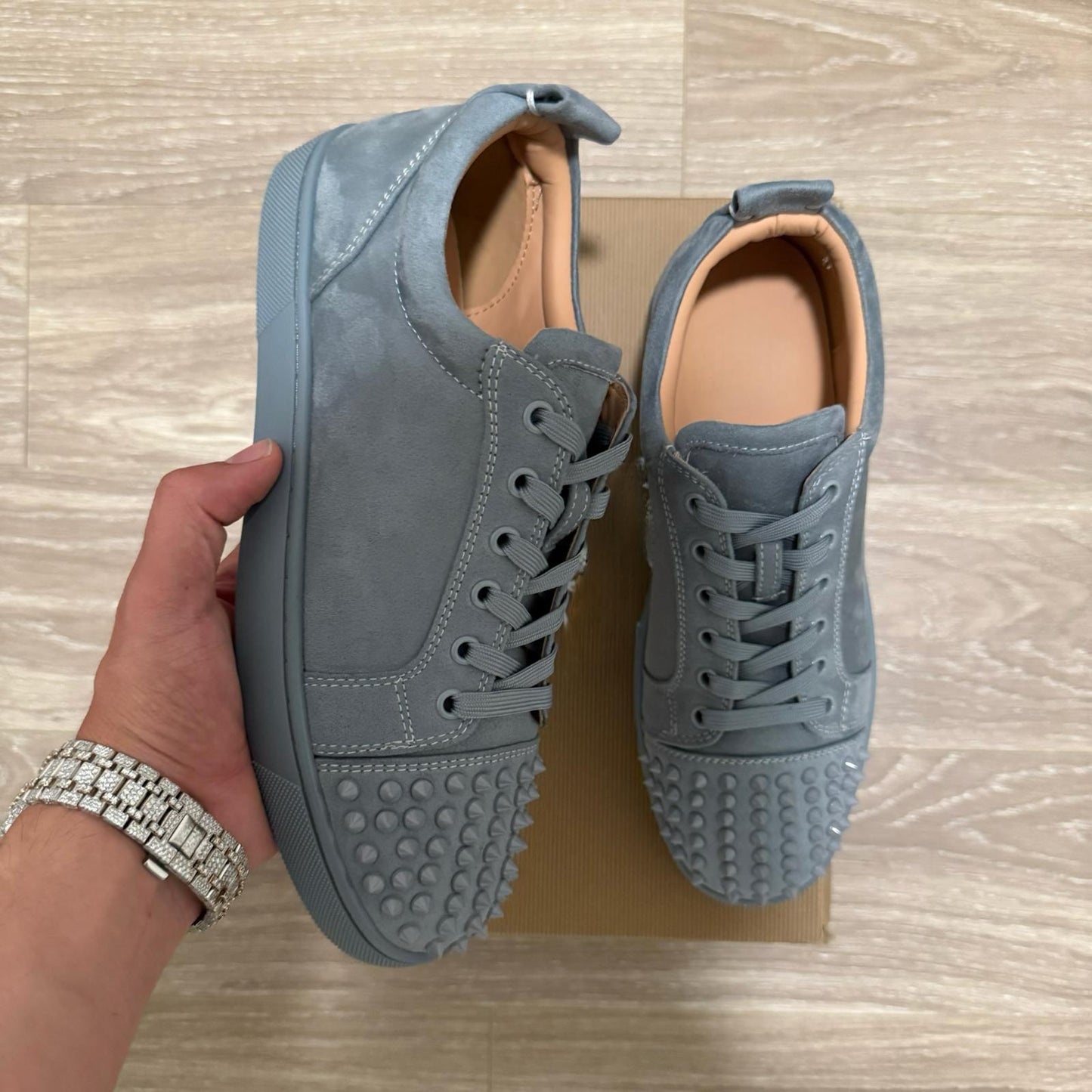 Red Buttons Gray LowTops